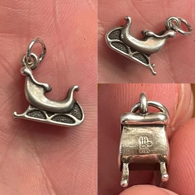 Retired James Avery Sterling Silver Santa Sleigh Sled 3D Charm W/ Loop 925 J/A - Image 1 of 4
