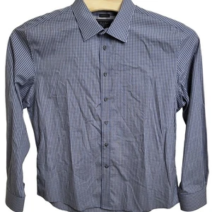 JOS. A. Bank Reserve Para Hombres XL Algodón Egipcio Ajuste A Medida Abotonado Azul Cuadros - Imagen 1 de 7