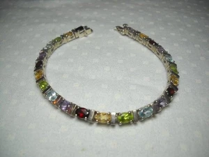 Tennis Armband mehrere Edelsteine Sterlingsilber 7 1/2" lang TOP - Bild 1 von 6