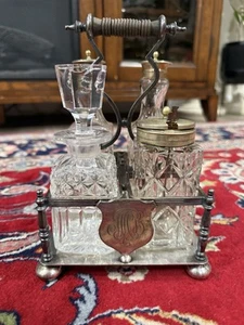Vintage und schönes versilbertes 5-teiliges Cruet & Carrier Set - Bild 1 von 8