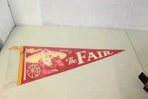 Vintage Felt Souvenir Pennant Red The Fair Horse Cow Big Top - Picture 1 of 11