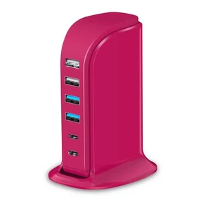 USB Charging Station Multiports , Charging Hub 6 Ports Dual Type-C, USB Tower... - Photo 1 sur 7