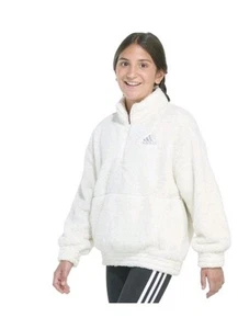Adidas Long Sleeve Mock Neck Furry Lurex Pullover Off White, Girls Size XL, NWT - Picture 1 of 7