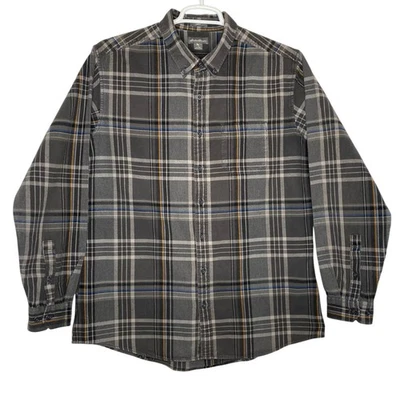 Eddie Bauer Plaid Flannel Shirt Gray Slim Fit Button Up Mens XL Tall Grunge   - Image 1 of 4