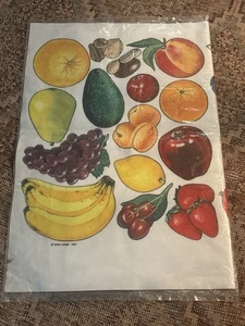 Frutta e noci Betty Lukens 1987 poster educativo in feltro per classe vintage  - Foto 1 di 4