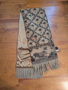 Chateau Gold Wandteppich Tischläufer Palme Elefant Affe Fransen Samt 14x79 - Bild 1 von 11