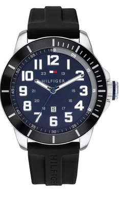 Tommy Hilfiger Men's Black Silicone Strap Watch 44mm Original - Image 1 of 4