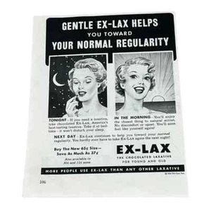 Ex-Lax 1954 Gentle Ex-Lax ayuda anuncio impreso original vintage - Imagen 1 de 3