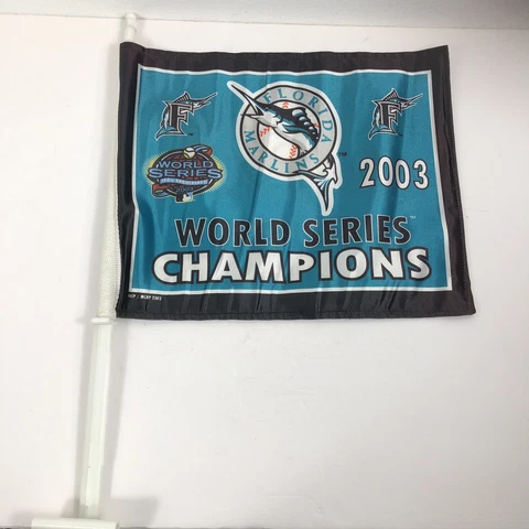 Vintage 2003 Florida Marlins World Series Champions Car Window Flag 2 Sided Cover