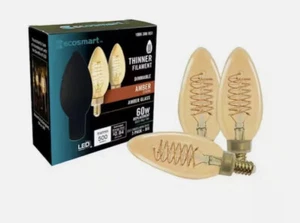 EcoSmart 60 Watt Equivalent B11 Dimmable E12 Candelabra LED Bulb Amber 3 Pack - Picture 1 of 7
