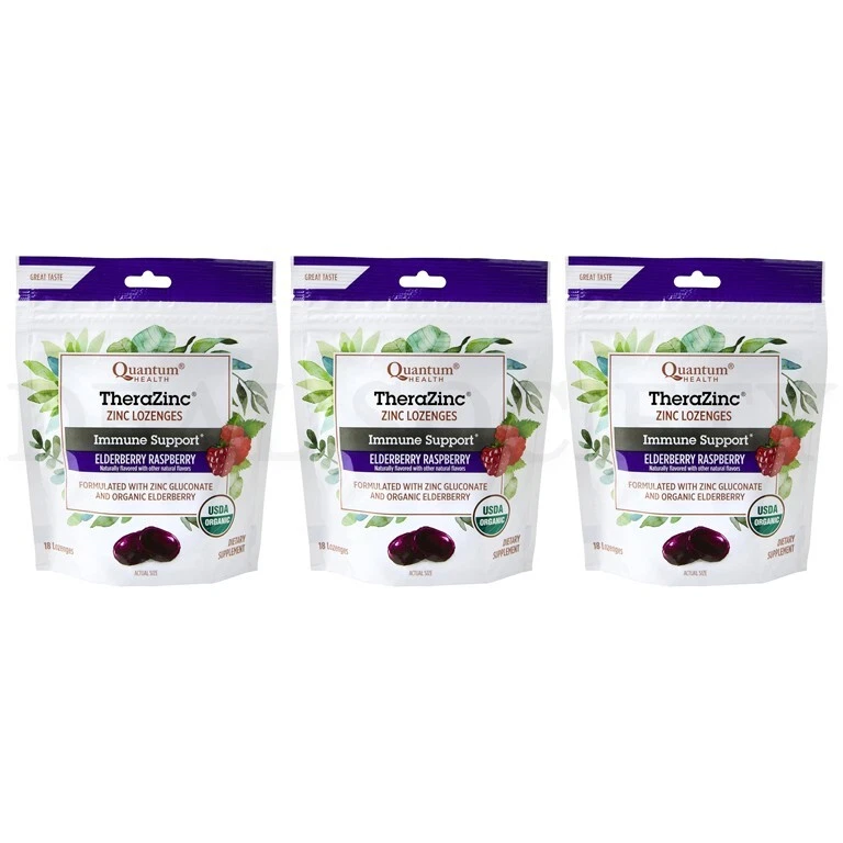 Pastillas de zinc orgánicas Quantum Health TheraZinc 18 unidades cada lote de 3 Foto 1 de 4