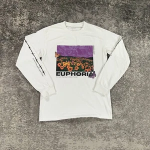 Urban Outfitters Shirt Adult Small White Long Sleeve Euphoria Butterfly Logo Y2K - Picture 1 of 15