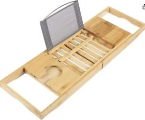 Bath Dreams Bamboo Bathtub Caddy Tray with Extending Sides           MAKE OFFER!