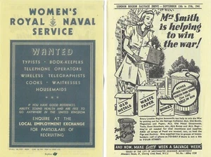 London Region Salvage Drive Leaflet Women's Royal Naval Service WW2 War Replica - Foto 1 di 3