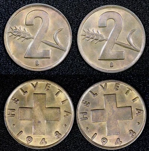 Suiza Bronce 1948 2 Rappen GEMA BU KM# 47 SELECCIÓN ALEATORIA (1 Moneda) (23 901) - Imagen 1 de 3