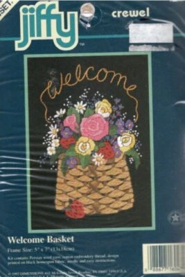 KIT BORDADO CREWEL CESTA BIENVENIDA JIFFY 1997 VINTAGE #160474 Foto 1 de 2