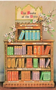 Bücher der Bibel - Altes Testament und Neues Testament - Vintage Postkarte (E14) - Bild 1 von 3