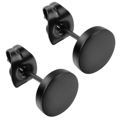 Brincos de berloque masculinos punk rock preto aço inoxidável com barra 3-14 mm - Imagem 1 de 4