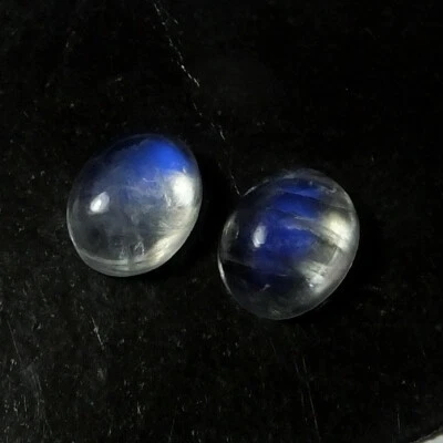 Rainbow Moonstone Blue Fire 10X8 mm Oval Cut Cabochon Natural Gemstone 2 Pieces - image 1 of 4