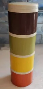 Vintage Tupperware Brown Yellow Green Orange Salt Pepper Shakers Stacking... - Picture 1 of 7