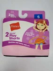 NEW Hanes® Girl's Tagless Play Shorts Pink/Black Modesty Under Dresses/Skirts - Picture 1 of 3