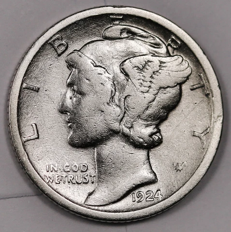 1924-s Mercury Dime.  Better Grade.  Inventory I.  176262 Cover