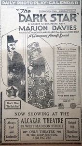 1919 Chicago Newspaper Silent Movie Ad - Marion Davies in Dark Star - Bild 1 von 2