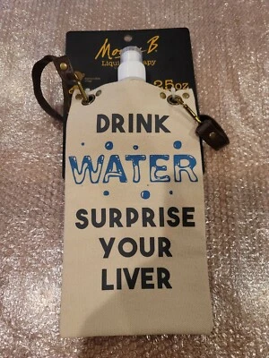 Botella de agua cantimplora bolsa cruzada "Bebe agua sorprende a tu hígado" hidrato Tr Foto 1 de 3