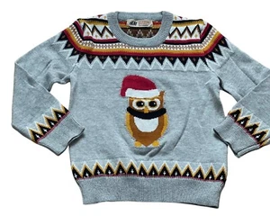 Girls Grey Fair Isle Patterned Christmas Soft Knitted Raglan Longsleeve Jumper - Picture 1 of 5
