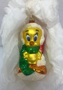 LOONEY TUNES TWEETY BIRD GLASS CHRISTMAS ORNAMENT WARNER BROS. STUDIO GERMANY - Picture 1 of 16