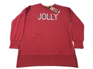 Ellen Tracy Women's Small Sweater Red Christmas Jolly Crew Neck Long Sleeve - Picture 1 of 4