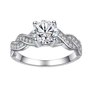 Anillo de compromiso promesa infinita de circonio cúbico de plata esterlina de 1,28 quilates para mujer - Imagen 1 de 6