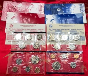 1999 US Mint Set P&D 1, 5, 10 ,50 & Statehood Quarters (OGP) ~ 18 Coins - Picture 1 of 7