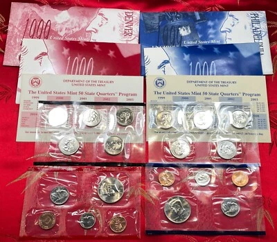 1999 US Mint Set P&D 1, 5, 10 ,50 & Statehood Quarters (OGP) ~ 18 Coins - Image 1 of 4