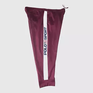 Polo Sport Joggers Mens 5XB Burgundy Polo Sport Spellout US Flag Side Stripe - Picture 1 of 12