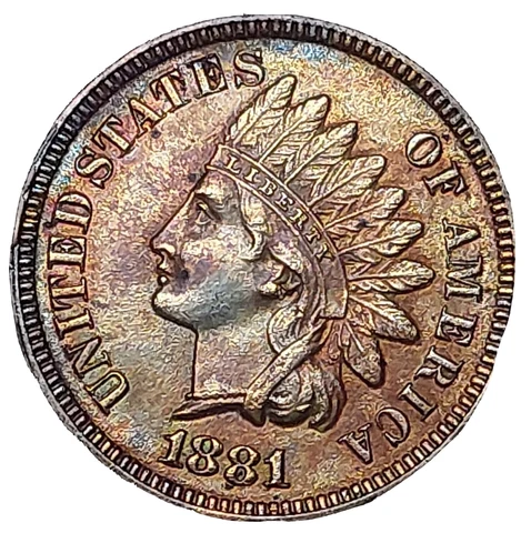 1881-P Indian Head One Cent/Penny ~ Better Date Coin ~ High Grade ~ BU Toned Cover
