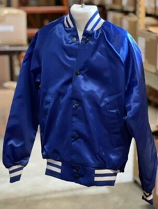 Chaqueta de bombardero vintage WestArk satinada azul real forrada frontal a presión grande - Imagen 1 de 3