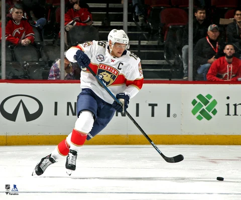 Aleksander Barkov Florida Panthers Unsigned White Jersey Skating 20" x 24" Photo Cover