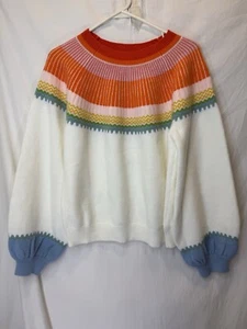 Hyacinth House Tuckernuck Women's Colorful Color Block Sweater SZ L Fair Isle - Picture 1 of 3