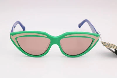 Karen Walker Lash Splash Grasshopper Green/Red Cat Eye Sunglasses 57-14-145 - Image 1 of 4