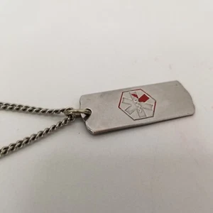Stainless Steel "Asthma Patient" Medical Alert Necklace Pendant Charm w12" Chain - Picture 1 of 7