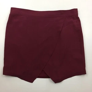 MADEWELL Womens sz Large Berry 100% Silk Pull On Front Overlay Hi Low Hem Skirt - Picture 1 of 8