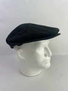 NOS Black Wool Flannel Ivy League w/ Taffeta Lining Cabbie Hat Size M USA - Picture 1 of 7