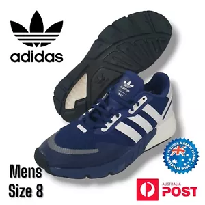Mens Adidas ZX 1K Boost Size US8 Originals Blue White Runners Shoes - Picture 1 of 12