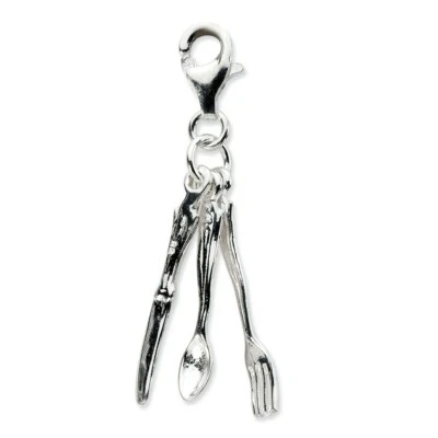 Cutlery Charm .925 Sterling Silver 3D Click On Amore La Vita Foto 1 de 4