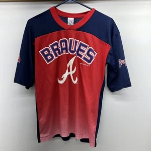 Vintage 2001 Atlanta Braves youth large 14-16 T-Shirt White Blue Red made in USA - Picture 1 of 3