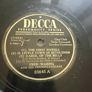 Fred Waring • The First Nowell/O Little Town of Bethlehem/Carol of the • 78 U/min - Bild 1 von 9