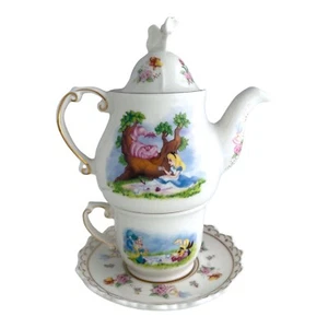 Alice In Wonderland Disney Parks Exclusive Authentic Teapot & Teacup Set Rare - Picture 1 of 12