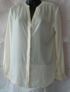 $52 METÁFORA Marfil Pequeña Metalizada Oro Puño Luz Blusa Botón Top Suavemente Usado - Imagen 1 de 5