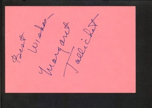 Tarjeta índice Margaret Tallichet - Autógrafo firmado 4x6 - Esposa William Wyler - Imagen 1 de 3